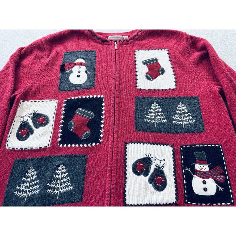 Vintage Christmas Sweater Womens XLG Wool/Angora Grandma Cottagecore Snowman